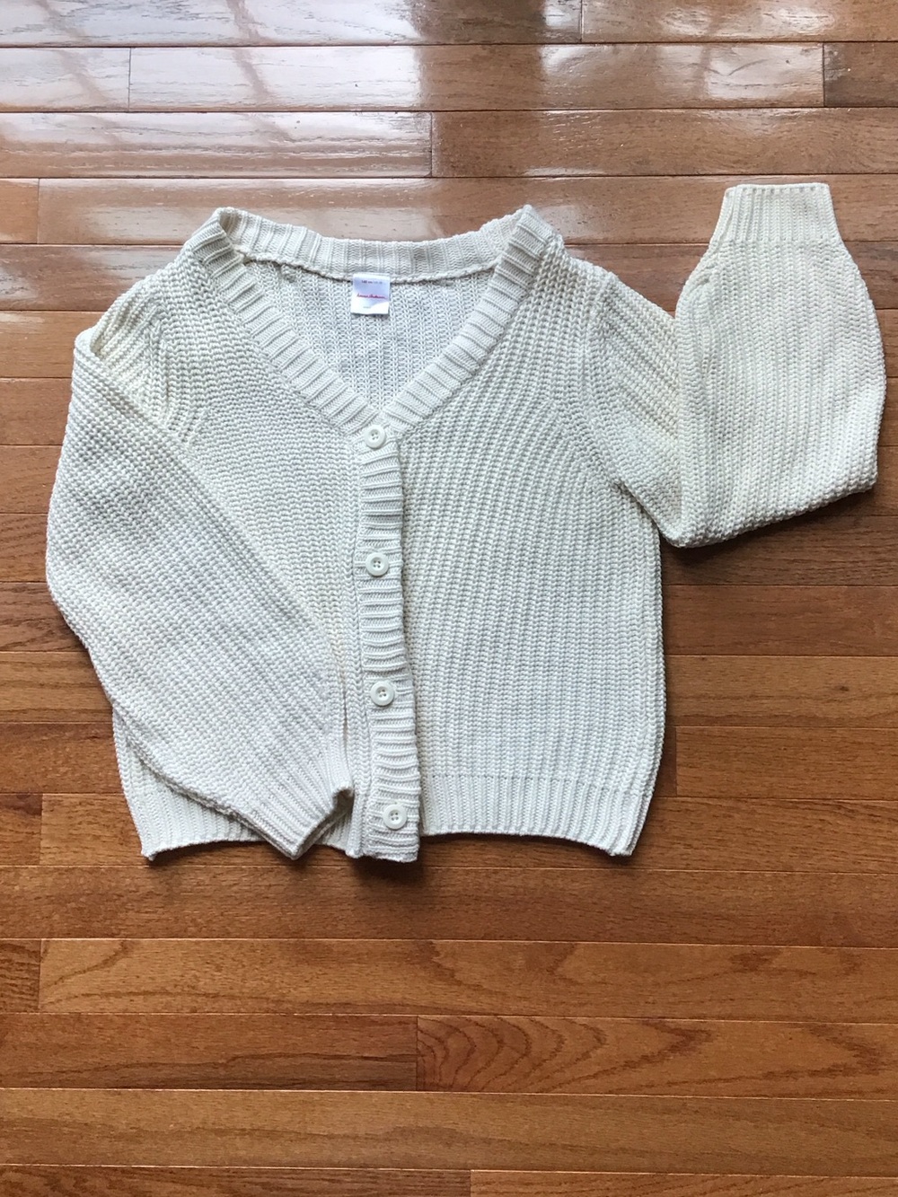 Hanna Andersson Cream Button-Front V-Neck Cardigan